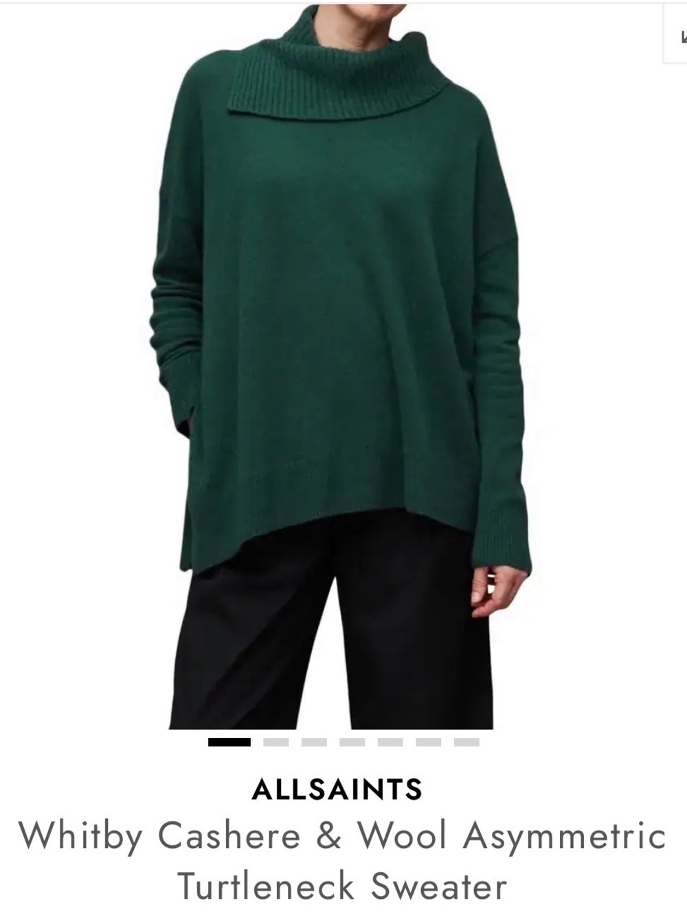 All Saints Whitby Asymmetric Turtleneck Sweater - Deep Green